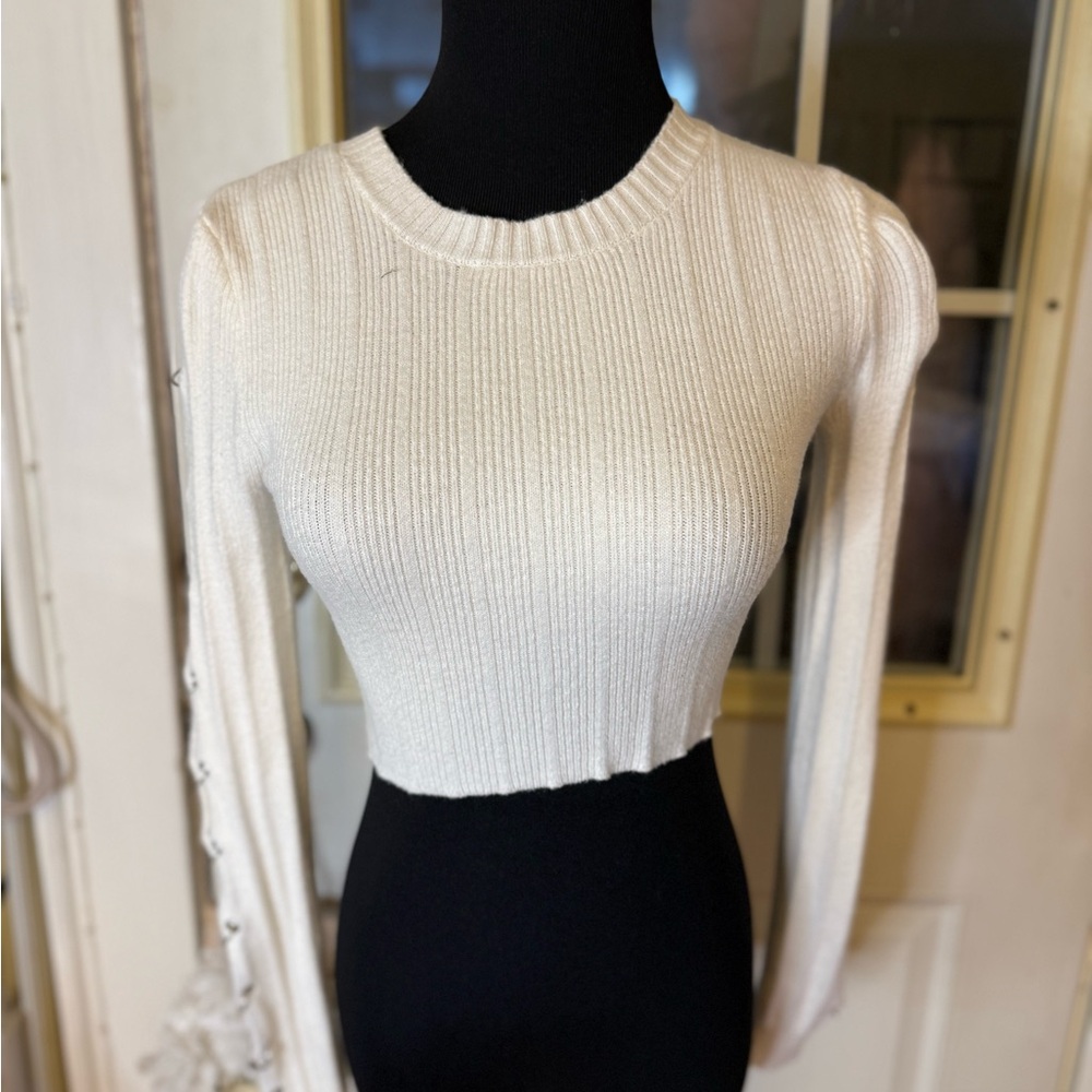 Forever 21 White Ribbed Knit Sweater